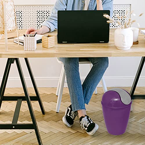 Evideco 6518170 Round Bath Floor Trash Can Waste Bin 4.5-liters-1.2-gal-Purple, 8.27" W x 13.39" H