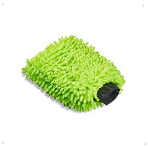 nexgen premium chenille wash mitt — scratch-free super absorbent microfiber wash mitt for cars — lime green