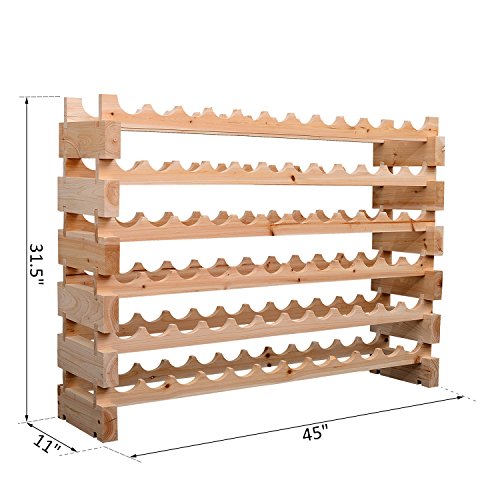 HOMCOM Stackable Wine Rack, Modular Storage Shelves, 72-Bottle Holder, Freestanding Display Rack for Kitchen, Pantry, Cellar, Natural