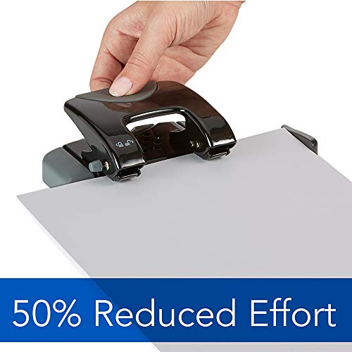 Swingline 2 Hole Punch, Hole Puncher, SmartTouch with Edge Guide, 20 Sheet Punch Capacity, Low Force Required, Black/Gray (74135)