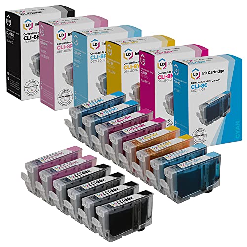 LD Compatible Ink Cartridge Replacement for Canon CLI8 (4 Black, 2 Cyan, 2 Magenta, 2 Yellow, 2 Photo Cyan, 2 Photo Magenta, 14-Pack)