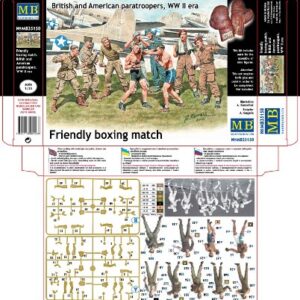 Master Box Models "Friendly Boxing Match" British and American Paratroopers WWII Era Model Building Kit (9 Figures Set), Scale 1/35