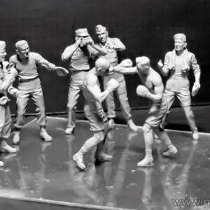 Master Box Models "Friendly Boxing Match" British and American Paratroopers WWII Era Model Building Kit (9 Figures Set), Scale 1/35