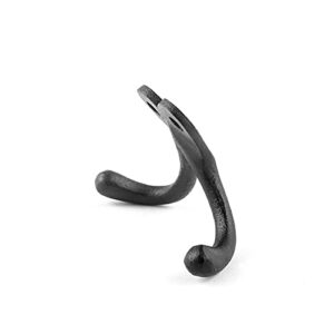 Renovators Supply Bathroom Hooks 2 in. Black Cast Iron Wall Mount Double Hooks for Hanging Robe, Towel, Hat, with Mounting Hardware