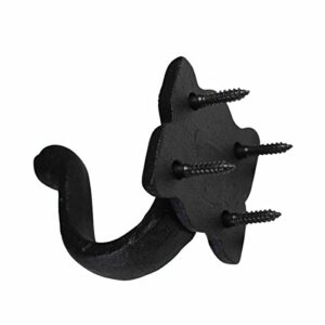 Renovators Supply Black Cast Iron Wall Hook Decorative Elephant Trunk Style Coat Robe Single Hook Entry Way Hat or Jacket Hanger Wall Mount Rust Resistant Powder Coated Hook with Hardware