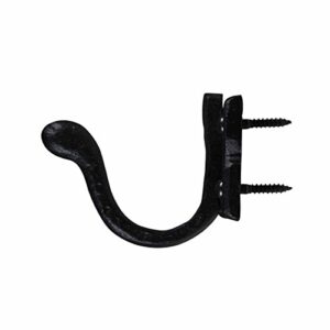 Renovators Supply Black Cast Iron Wall Hook Decorative Elephant Trunk Style Coat Robe Single Hook Entry Way Hat or Jacket Hanger Wall Mount Rust Resistant Powder Coated Hook with Hardware