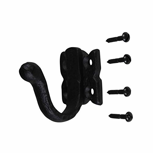 Renovators Supply Black Cast Iron Wall Hook Decorative Elephant Trunk Style Coat Robe Single Hook Entry Way Hat or Jacket Hanger Wall Mount Rust Resistant Powder Coated Hook with Hardware