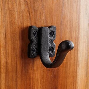 Renovators Supply Black Cast Iron Wall Hook Decorative Elephant Trunk Style Coat Robe Single Hook Entry Way Hat or Jacket Hanger Wall Mount Rust Resistant Powder Coated Hook with Hardware