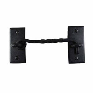renovators supply manufacturing hook and eye latch 6.5 in. black wrought iron door lock latch/gate latch with mounting hardware