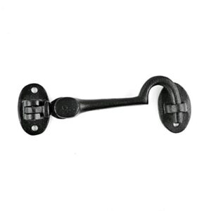 renovators supply manufacturing door latch lock 4.5 in. black wrought iron swivel style hook and eye latch for door with mounting hardware