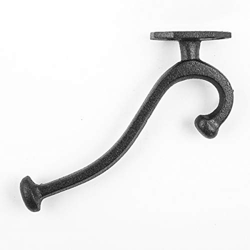 Renovators Supply Manufacturing Black Wrought Iron Robe and Coat Double Hooks 5 Inches Long Rustic Entry Way Hat or Jacket Hanger Wall Mount Including Complete Mounting Hardware