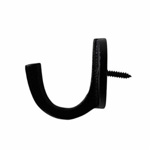 Renovators Supply Bathroom Hooks 1.6 in. Black Wrought Iron Wall Mount Hooks for Hanging Robe, Towel, Hat, or Jewellery with Mounting Hardware