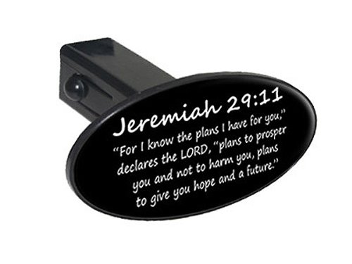 Jeremiah 29-11 - Christian Bible Verse Oval Tow Trailer Hitch Cover Plug Insert 2"