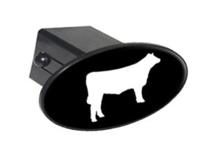 cow white on black - 2" tow trailer hitch cover plug insert