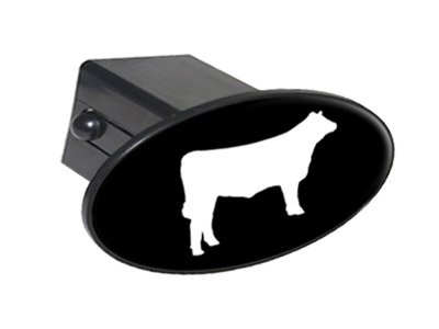 Cow White On Black - 2" Tow Trailer Hitch Cover Plug Insert