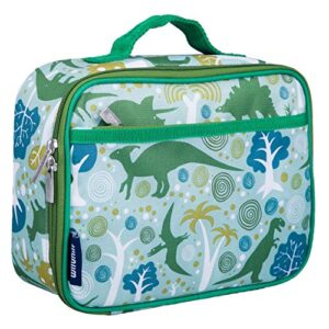 wildkin kids insulated lunch box bag for boys & girls, reusable kids lunch box is perfect for early elementary daycare school travel, ideal for hot or cold snacks & bento boxes (dinomite dinosaur)