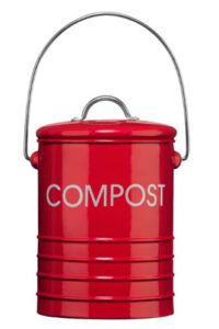 premier housewares 510018 compost bin with handle, red, metal, h20 x w15 x d15cm