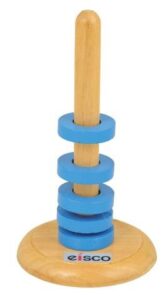 eisco labs floating ring magnet set with wooden base - 5 magnets, 5.9" height