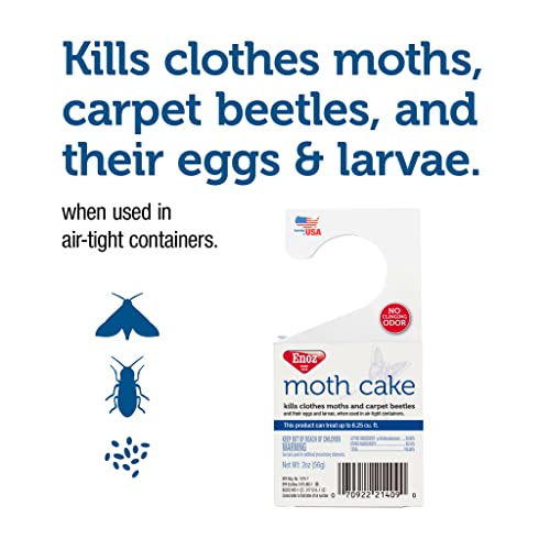 Enoz Moth Cake Pack of 12 Kills Clothes Moths, Carpet Beetles, and Eggs and Larvae