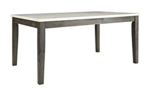 acme furniture merel dining table - - white marble & gray oak