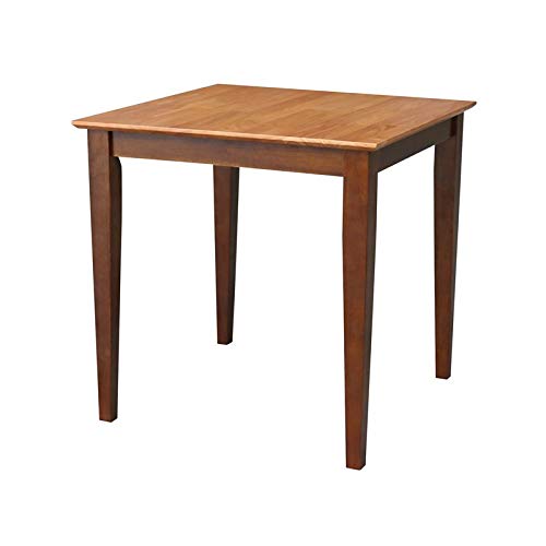 International Concepts Solid Wood Dining Table with Shaker Legs, 30 by 30 by 30-Inch, Cinnemon/Espresso