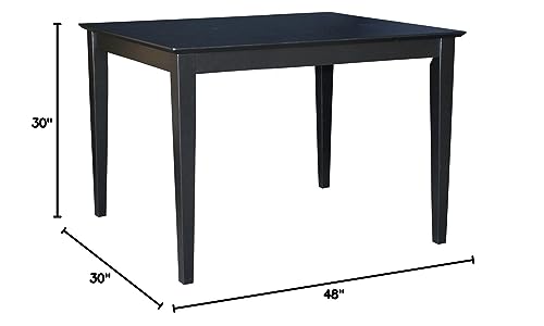 International Concepts Solid Wood Dining Table with Shaker Legs, 48 by 30 by 30-Inch, Black