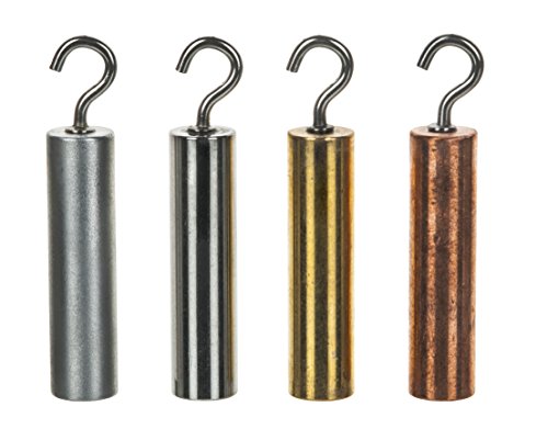 4pc Hooked Metal Cylinders Set - Brass, Aluminum, Steel & Copper - 2" x 0.5" - for Density Investigation, Specific Gravity & Specific Heat Experiments - Eisco Labs