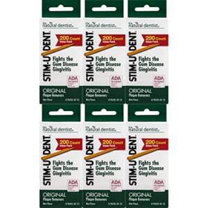 stim-u-dent original, the un-plastic plaque removers, mint-flavored, 200 count box (pack of 6)