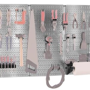 Wall Control 30BAS300GVB 4-Feet Metal Pegboard Basic Tool Organizer Kit with Galvanized Toolboard and Black Accessories, Metallic