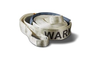 warn 88924 nylon webbing premium recovery strap, 10.8 ton (21,600 lb) capacity, 3" width x 30' length, white