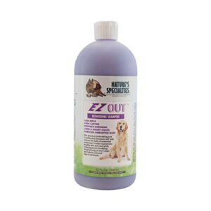 nature's specialties ez out deshedding ultra concentrated dog shampoo for pets, makes up to 4 gallons, natural choice for professional groomers, removes unwanted hair, made in usa, 32 oz
