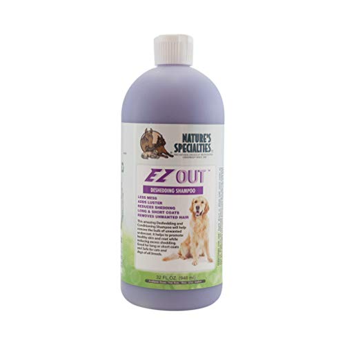 Nature's Specialties EZ Out Deshedding Ultra Concentrated Dog Shampoo for Pets, Makes up to 4 Gallons, Natural Choice for Professional Groomers, Removes Unwanted Hair, Made in USA, 32 oz