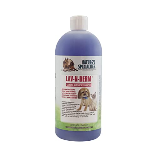 Nature's Specialties Lav-N-Derm Ultra Concentrated Calming Dog Shampoo for Pets, Makes up to 12.5 Gallons, Natural Choice for Professional Groomers, Relieves Various Skin Problems, Made in USA, 32 oz