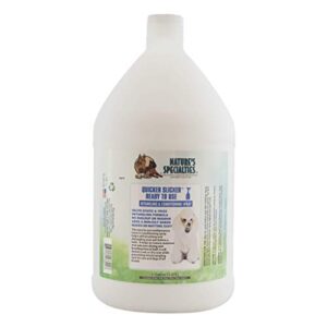 nature's specialties quicker slicker ready to use detangling and conditioning spray, natural choice for professional groomers, helps restore moisture, made in usa, 1 gal