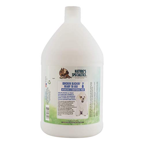 Nature's Specialties Quicker Slicker Ready to Use Detangling and Conditioning Spray, Natural Choice for Professional Groomers, Helps Restore Moisture, Made in USA, 1 gal