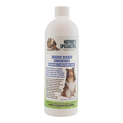 Nature's Specialties Quicker Slicker Ultra Concentrated Detangling and Conditioning Spray for Pets, Makes up to 2 Gallons, Natural Choice for Professional Groomers, Helps Restore Moisture, Made in USA, 16 oz