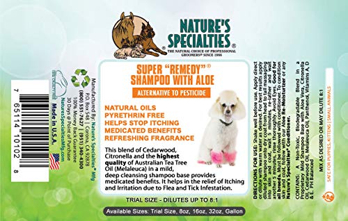 Nature's Specialties Super Remedy Dog Shampoo with Aloe for Pets, Natural Choice for Professional Groomers, Alternative to Pesticide Shampoo, Made in USA, 16 oz