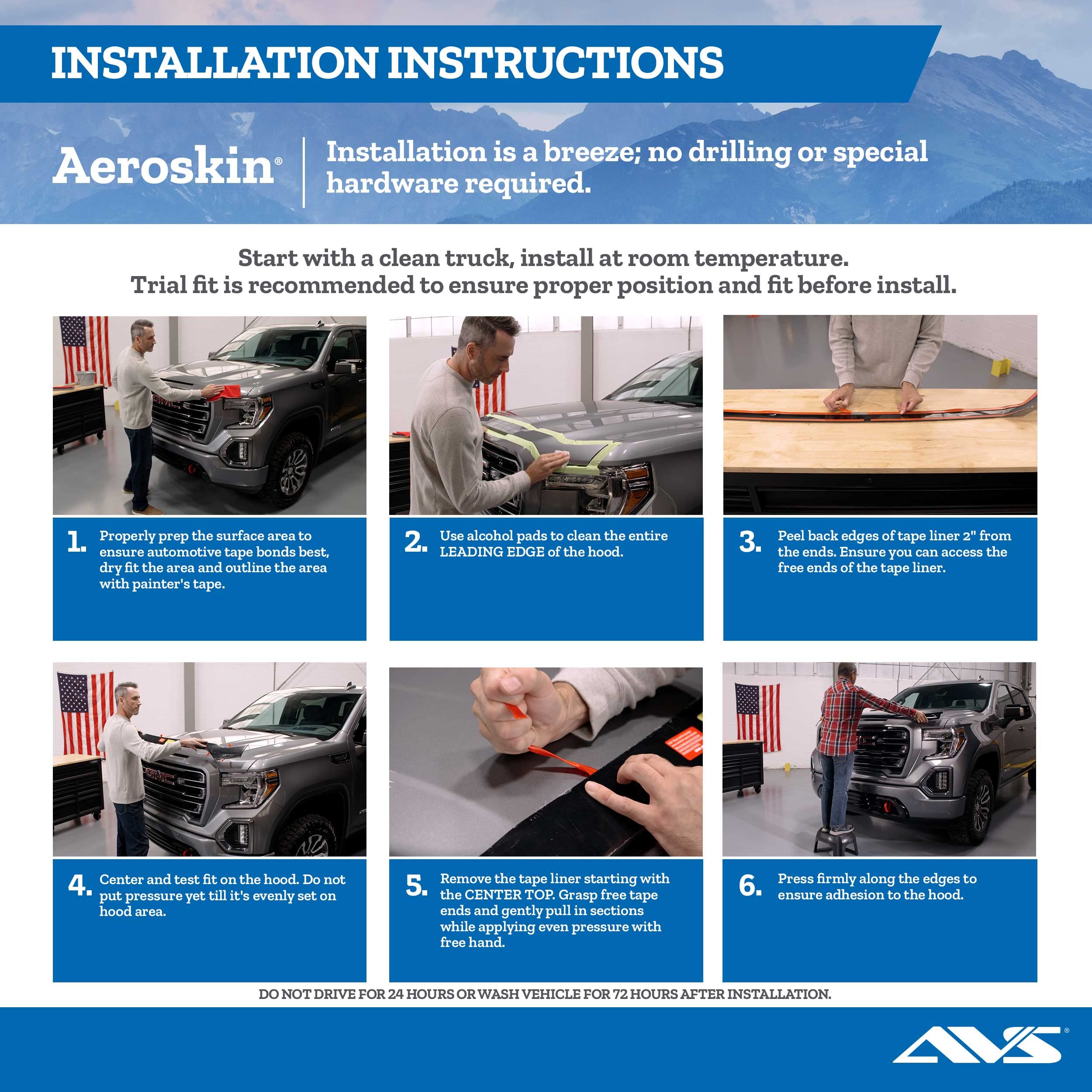 Auto Ventshade [AVS] Aeroskin Hood Protector | 2013 - 2018 d C - Max, Low Profile/Flush - Smoke | 320032