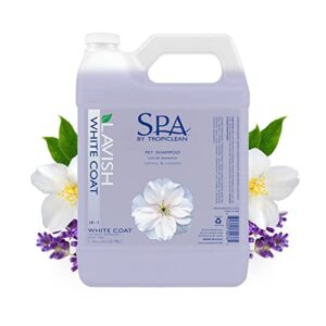 tropiclean spa lavish dog shampoo | dog whitening shampoo for white coats & all other coat types | naturally derived salon grade ingredients | made in the usa | 1 gallon