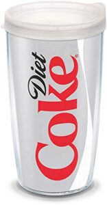 tervis plastic 1069599 coca-cola - diet coke tumbler with wrap and frosted lid 24oz, clear