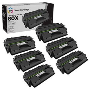 ld products compatible toner cartridge replacements for hp 80x cf280x high yield (black, 6-pack) for use in laserjet pro: 400 m401a, 400 m401dn, 400 m401dne, 400 m401dw, 400 m401n & 400 m425dn