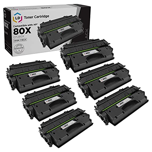 LD Products Compatible Toner Cartridge Replacements for HP 80X CF280X High Yield (Black, 6-Pack) for use in Laserjet Pro: 400 M401a, 400 M401dn, 400 M401dne, 400 M401dw, 400 M401n & 400 M425dn