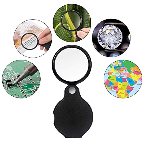 KINGMAS Mini 60x Microscope Magnifying with LED Light Pocket Jewelry Magnifier Jeweler Loupe with 10X Folding Pocket Magnifier