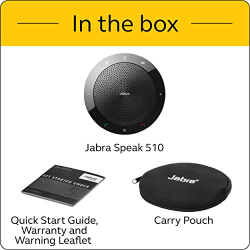 Jabra Speak 510 Wireless Bluetooth Speaker for Softphone and Mobile Phone – Easy Setup, Portable Speaker for Holding Meetings Anywhere with Outstanding Sound Quality