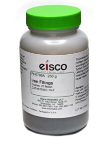 coarse iron filings, 250g - 20 mesh iron shavings for magnets - eisco labs
