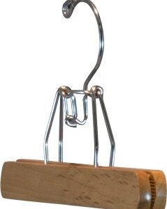 Wooden Clamp Pant Hanger in Natural Finish with Felt Inserts, Box of 50 Classic Bottoms Hangers with Metal Snap Lock by The Great American Hanger Company