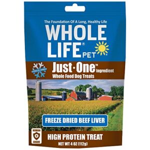 whole life pet just one beef liver dog treats - human grade, freeze dried, one ingredient - training or reward, grain free, made in the usa