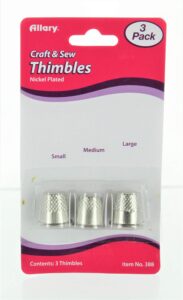 allary craft & sew assorted thimbles pack small, medium & large sizes (1 of each size) (nickel plated metal thimbles)