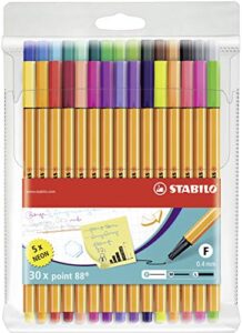fineliner - stabilo point 88 - wallet of 30 - assorted colors incl 5 neon colors