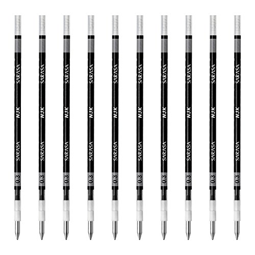 Zebra BRNJK3BK Prefer Sarasa NJK-0.3 Ballpoint Pen Refills, Black, 10 Pieces